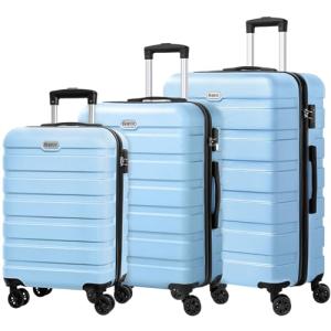 AnyZip 3-Piece Lightweight Hardshell Luggage Set - Baby Blue