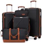 5-Piece Lightweight Black Luggage Set with Wheels
