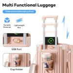 3-Piece Carry-On Luggage with Cup Holder & USB Port