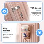 3-Piece Carry-On Luggage with Cup Holder & USB Port