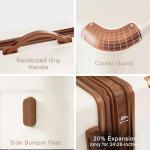 Merax 24 Inch Expandable Checked Luggage, Hardshell ABS Medium Suitcase with Spinner Wheels, TSA Lock, Lightweight Durable Travel Suitcase for Men Women(White Brown)