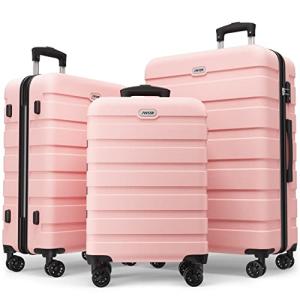 AnyZip 3-Piece Lightweight Hardside Luggage Set - Pink
