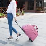 Red and White Striped Overnight Duffel Bag