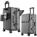 Zipperless Hardshell Luggage Set with Cup Holder