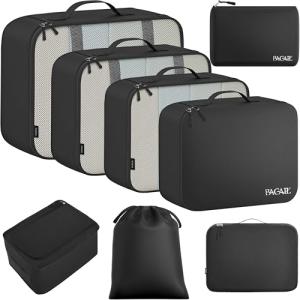 BAGAIL 8 Set Packing Cubes Luggage Packing Organizers for Travel Accessories (Jet Black)