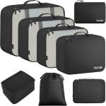 BAGAIL 8 Set Packing Cubes Luggage Packing Organizers for Travel Accessories (Jet Black)