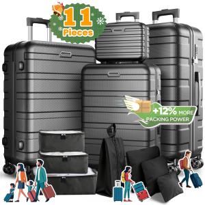11-Piece Luggage Set with Spinner Suitcases and Carry-On