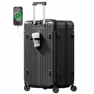 28-Inch Black Hardshell Spinner Luggage with USB Port