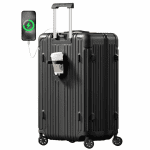28-Inch Black Hardshell Spinner Luggage with USB Port