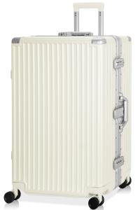28-Inch White Hardshell Suitcase with Spinner Wheels