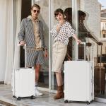 28-Inch White Hardshell Suitcase with Spinner Wheels