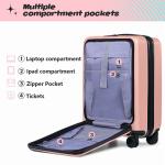 20-Inch Pink Carry-On Luggage with Front Pocket