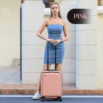 20-Inch Pink Carry-On Luggage with Front Pocket