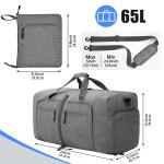 65L Foldable Duffel Bag with Shoe Compartment
