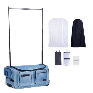 Glittering Blue Rolling Dance Duffel with Rack