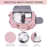 Versatile Duffle Bag with Shoe Compartment, Pink