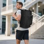 Versatile Gym Bag with Shoe Compartment - Black