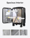 LUGGEX Carry On Luggage for Travel Front Opening, Expandable Polycarbonate Hard Shell Suitcase with Wheels for Men Women Chrismas Birthday(Charcoal Metallic, 19 Inch, 27.2L)