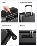 LUGGEX Carry On Luggage for Travel Front Opening, Expandable Polycarbonate Hard Shell Suitcase with Wheels for Men Women Chrismas Birthday(Charcoal Metallic, 19 Inch, 27.2L)