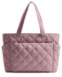 Lightweight Puffer Tote Bag for Women - Mauve Pink