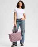 Lightweight Puffer Tote Bag for Women - Mauve Pink
