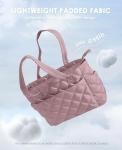 Lightweight Puffer Tote Bag for Women - Mauve Pink