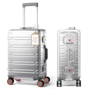 UrbanExplorer 24-Inch Aluminum Spinner Suitcase – Silver