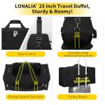 LONALIA 25" Large Travel Duffel Bag - Black