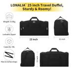 LONALIA 25" Large Travel Duffel Bag - Black