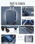 Durable 3 Piece Hard Shell Luggage Set, Royal Blue