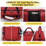 LONALIA 55L Heavy Duty Gym Duffle Bag - Red