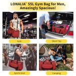 LONALIA 55L Heavy Duty Gym Duffle Bag - Red