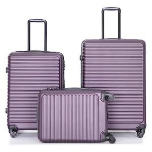 3-Piece Expandable Hardside Luggage Set in Purple