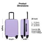 Lightweight Lavender Hardside Carry-On Luggage 20