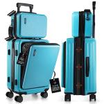 Teal Expandable 22 Inch Carry-On Luggage with Wheels