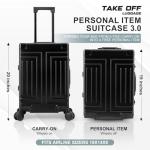 KANGSHILU Aluminum Carry-On Luggage - Black 20inch