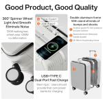 Mixi 20-Inch Smoke White Carry-On Luggage with Charger