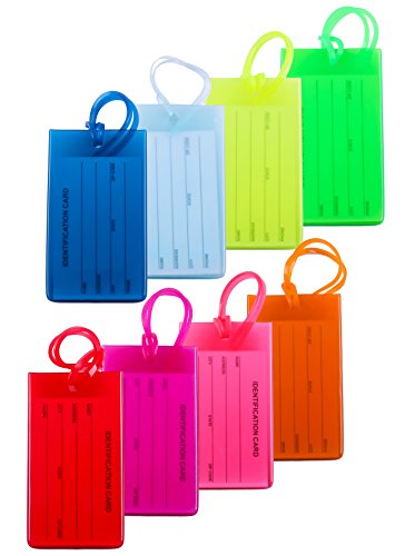 Colorful Flexible Travel Luggage Tags - 8 Pack
