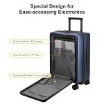 LEVEL8 Carry On Luggage with Compartment, 20 Inch Lightweight Hard Shell Rolling Suitcase with Wheels Airline Approved, Checked Luggage with Front Pocket, Double Tsa Locks - Navy Blue