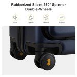 LEVEL8 Carry On Luggage with Compartment, 20 Inch Lightweight Hard Shell Rolling Suitcase with Wheels Airline Approved, Checked Luggage with Front Pocket, Double Tsa Locks - Navy Blue