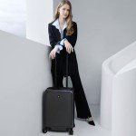 LEVEL8 Road Runner Pro Carry-On Luggage, 20” Lightweight PC Hardside Suitcase with Wheels, Spinner Trolley for Luggages with Front Compartment, Tsa Lock, Black