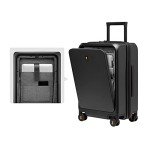 LEVEL8 Road Runner Pro Carry-On Luggage, 20” Lightweight PC Hardside Suitcase with Wheels, Spinner Trolley for Luggages with Front Compartment, Tsa Lock, Black
