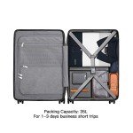 LEVEL8 Road Runner Pro Carry-On Luggage, 20” Lightweight PC Hardside Suitcase with Wheels, Spinner Trolley for Luggages with Front Compartment, Tsa Lock, Black