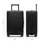 LEVEL8 Road Runner Pro Carry-On Luggage, 20” Lightweight PC Hardside Suitcase with Wheels, Spinner Trolley for Luggages with Front Compartment, Tsa Lock, Black
