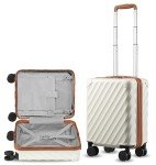 LUGGEX Luggage with Spinner Wheels, Polycarbonate Hard Shell Suitcase, Underseat 15 Inch, Beige