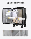 LUGGEX Carry On Luggage for Travel Front Opening, Expandable Polycarbonate Hard Shell Suitcase with Wheels for Men Women Chrismas Birthday(Charcoal Metallic, 19 Inch, 27.2L)