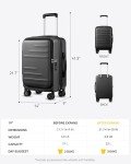 LUGGEX Carry On Luggage for Travel Front Opening, Expandable Polycarbonate Hard Shell Suitcase with Wheels for Men Women Chrismas Birthday(Charcoal Metallic, 19 Inch, 27.2L)