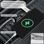 HanTrip 28 Inch Luggage Hard Shell Suitcases, Expandable Travel Checked Luggage 28 Inch, Large Check In Luggage with Spinner Wheels Cup Holder Charger Built in Lightweight Suitcase, Black