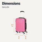 Amazon Basics 21" Hardside Carry-On Luggage with TSA Lock, Hardshell Suitcase With Wheels, Expandable For 25% More Capacity, With Scratch-Resistant Geometric Surface, 4 Multi-directional Wheels, Pink