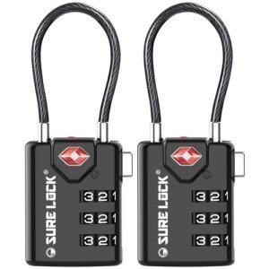 SURE LOCK TSA Compatible Travel Luggage Locks, Inspection Indicator, Easy Read Dials - 2 pack